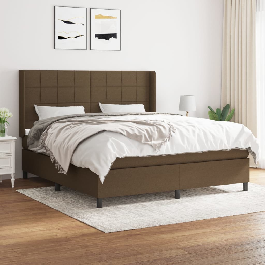Sommier à lattes de lit avec matelas Marron foncé 180x200 cm Lits & cadres de lit vidaXL