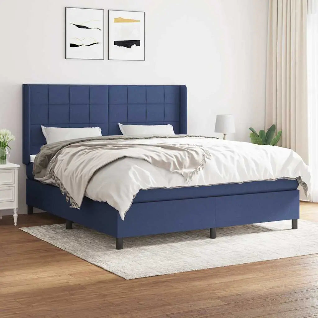 Sommier à lattes de lit avec matelas Bleu 180x200 cm Tissu - XIOS