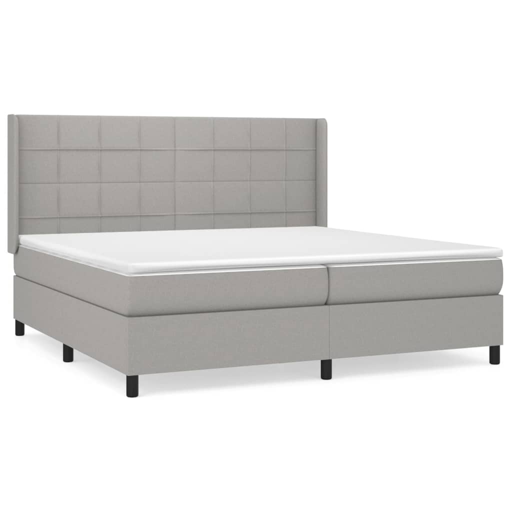 Sommier à lattes de lit avec matelas Gris clair 200x200cm Tissu - XIOS