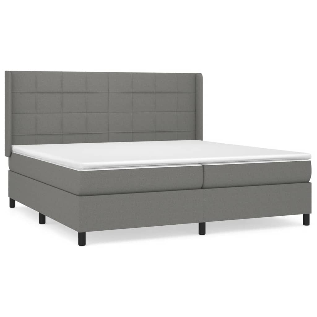 Sommier à lattes de lit avec matelas Gris foncé 200x200cm Tissu - XIOS