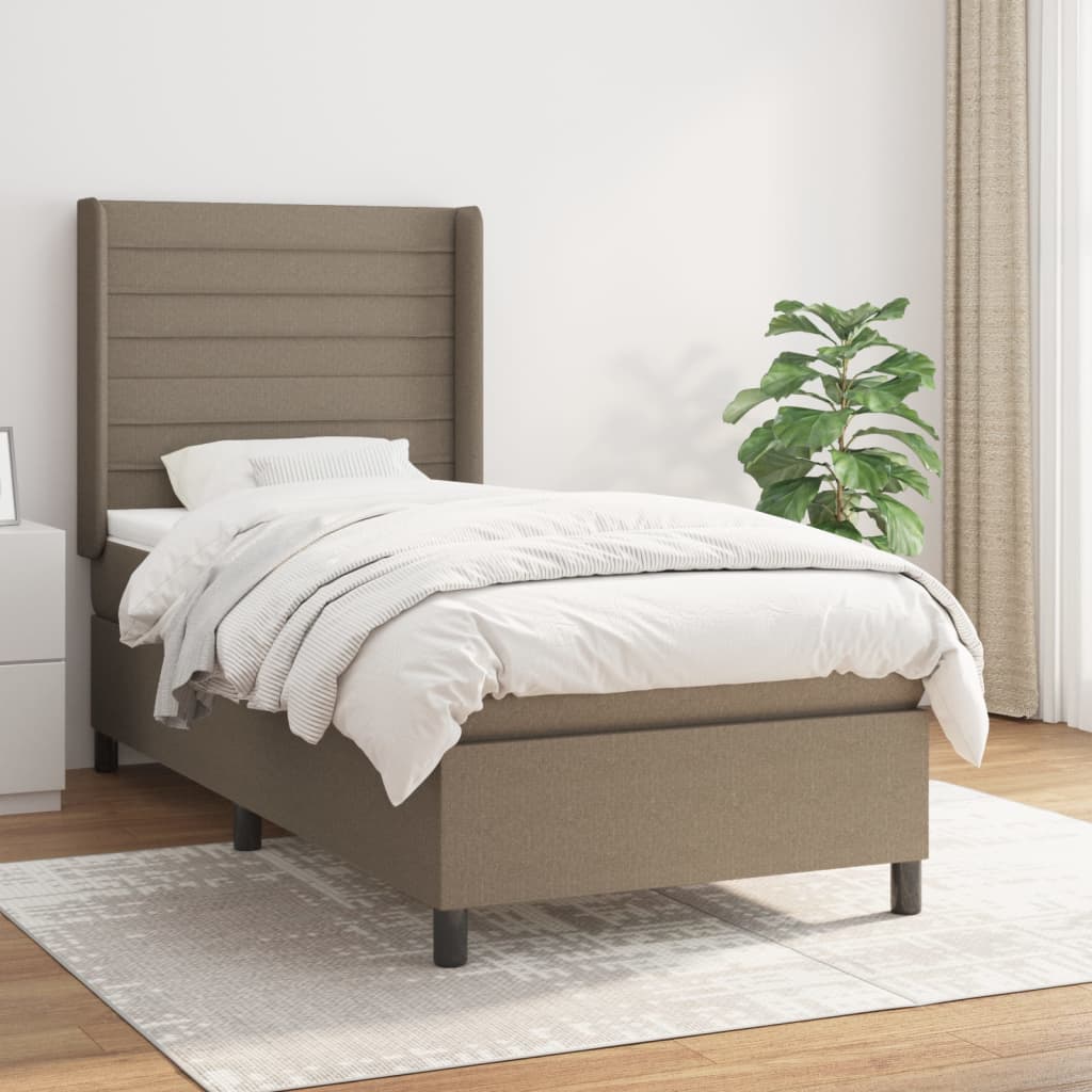 Sommier à lattes de lit avec matelas Taupe 90x190 cm Tissu - XIOS