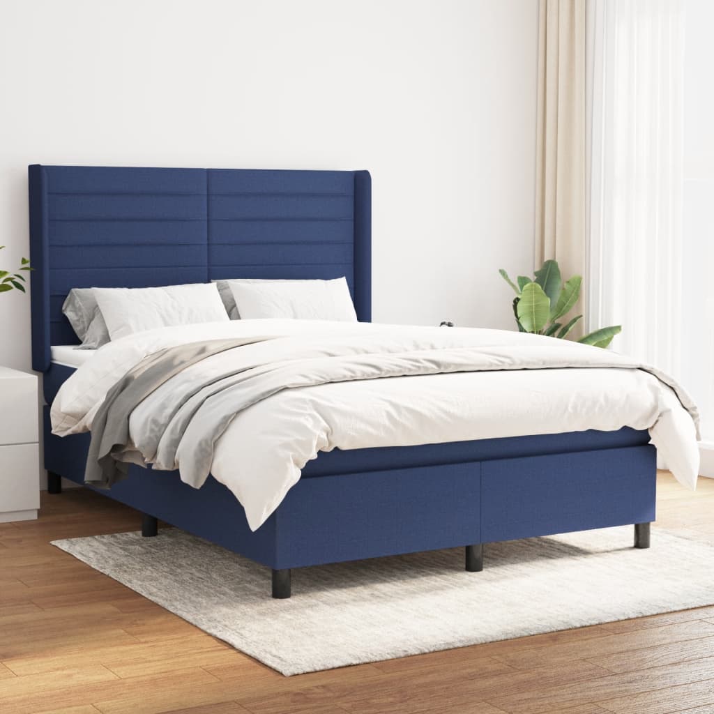 Sommier à lattes de lit avec matelas Bleu 140x200 cm Tissu - XIOS