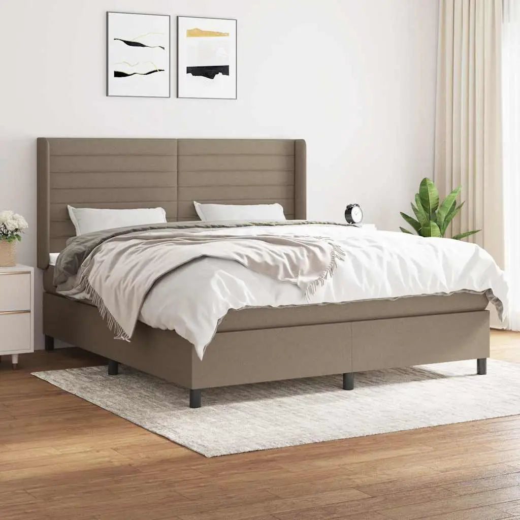 Sommier à lattes de lit avec matelas Taupe 160x200 cm Tissu - XIOS