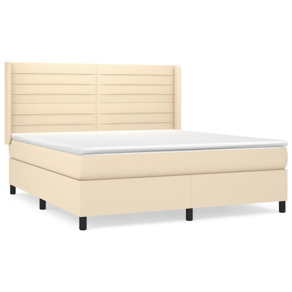 Sommier à lattes de lit avec matelas Crème 160x200 cm Tissu - XIOS