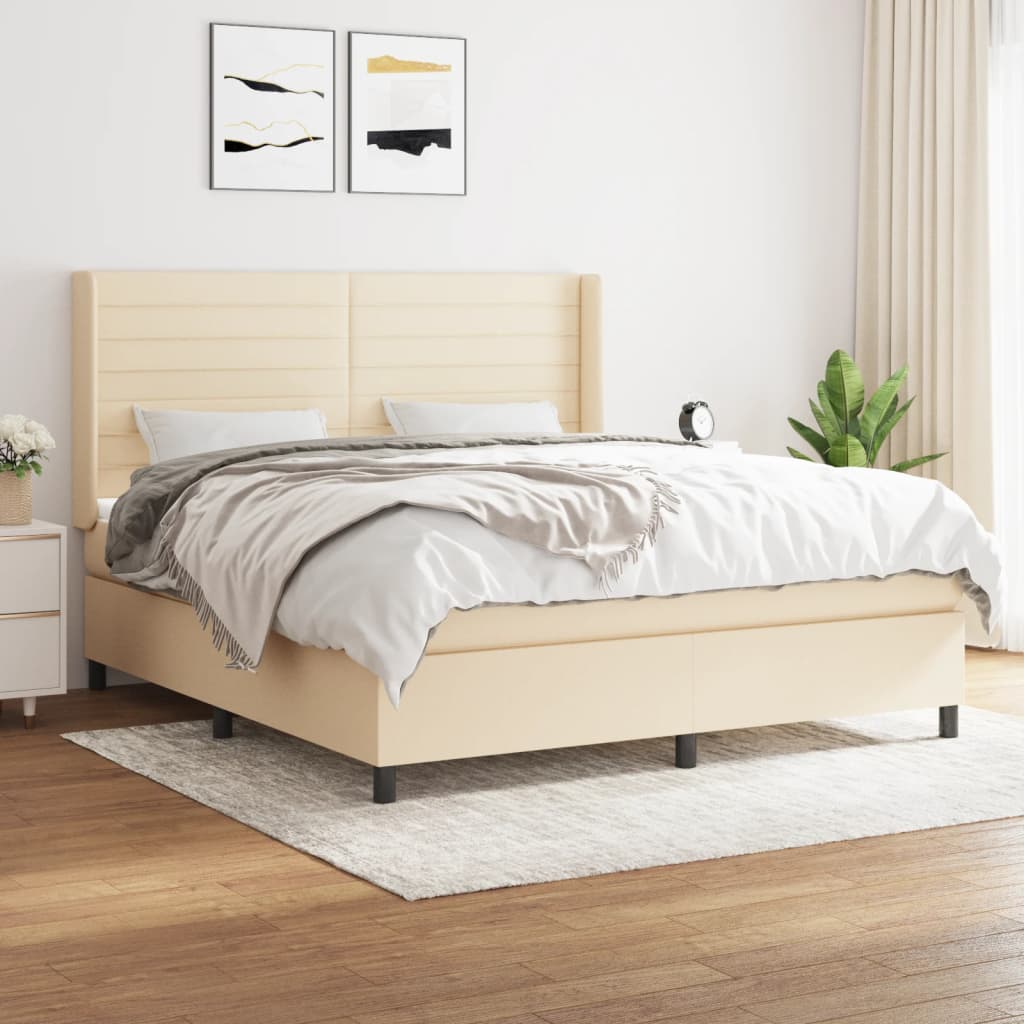 Sommier à lattes de lit avec matelas Crème 160x200 cm Tissu - XIOS