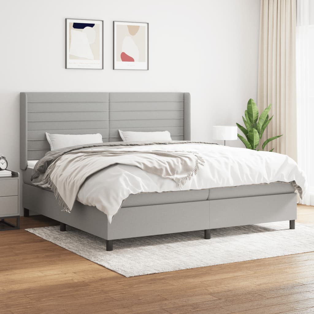 Sommier à lattes de lit avec matelas Gris clair 200x200cm Tissu - XIOS
