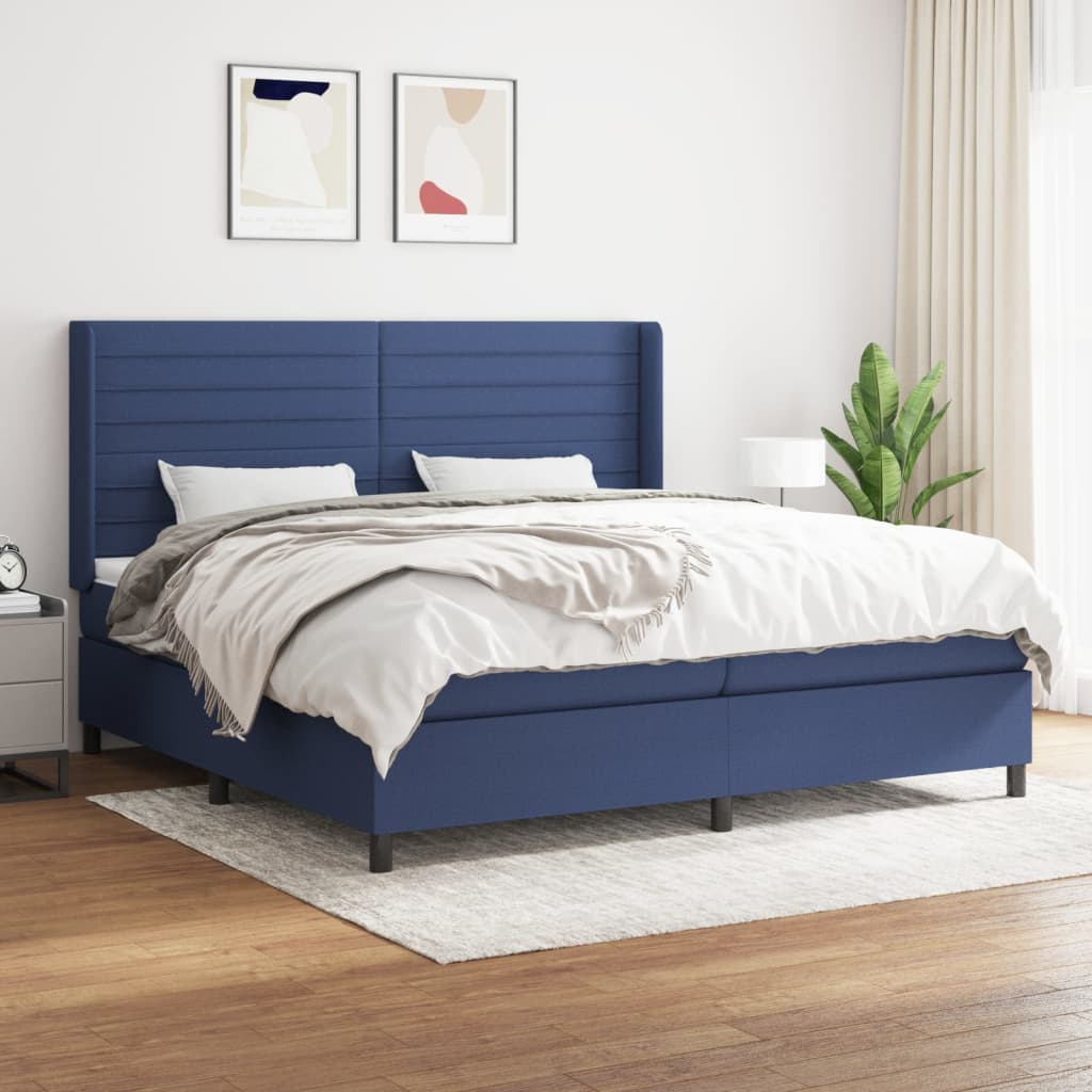 Sommier à lattes de lit avec matelas Bleu 200x200 cm Tissu - XIOS