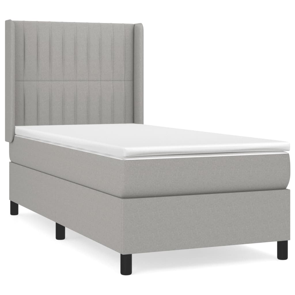Sommier à lattes de lit et matelas Gris clair 90x190 cm Tissu - XIOS