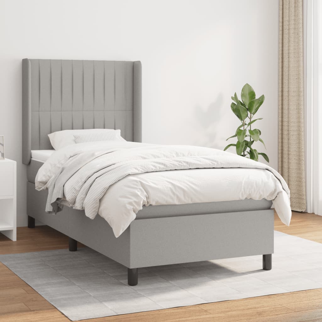 Sommier à lattes de lit et matelas Gris clair 90x190 cm Tissu - XIOS