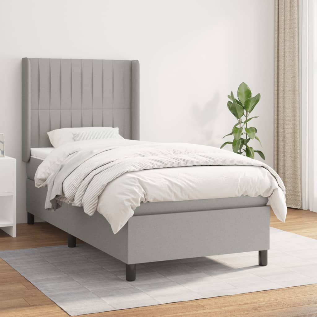 Sommier à lattes de lit avec matelas Gris clair 100x200cm Tissu - XIOS