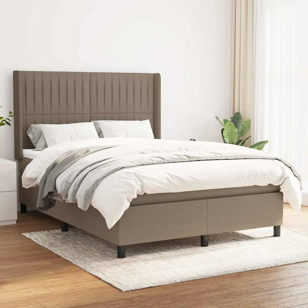 Sommier à lattes de lit avec matelas Taupe 140x200 cm Tissu - XIOS