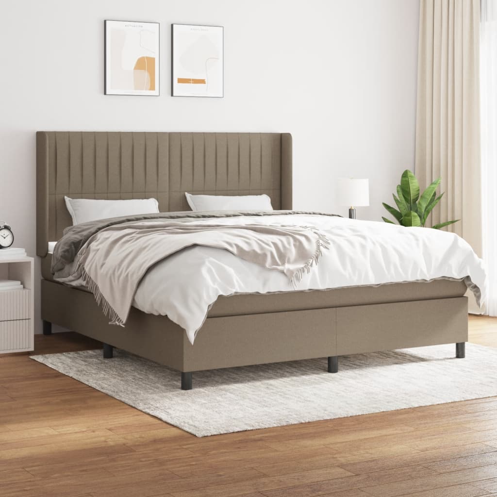 Sommier à lattes de lit avec matelas Taupe 160x200 cm Tissu - XIOS