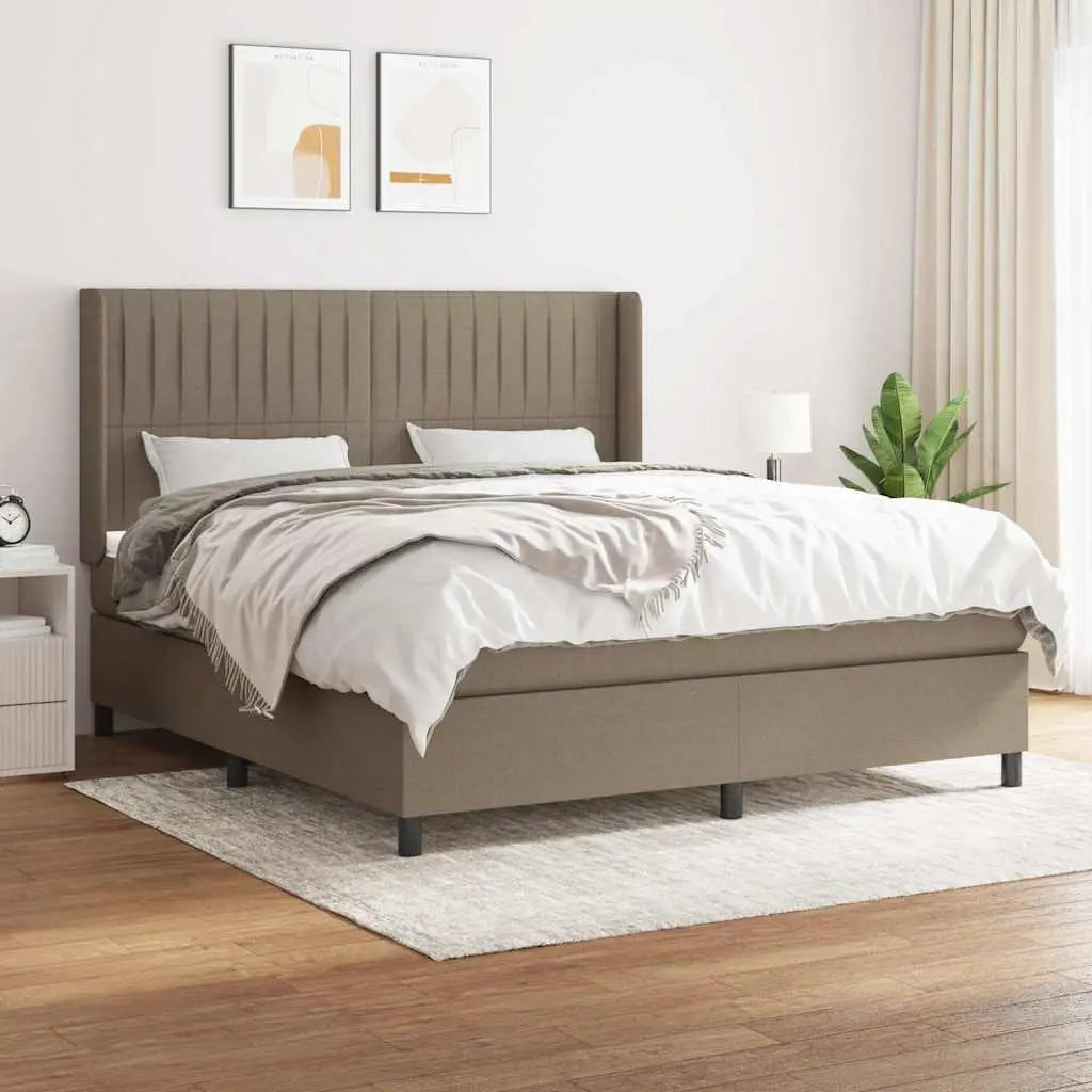 Sommier à lattes de lit avec matelas Taupe 160x200 cm Tissu - XIOS
