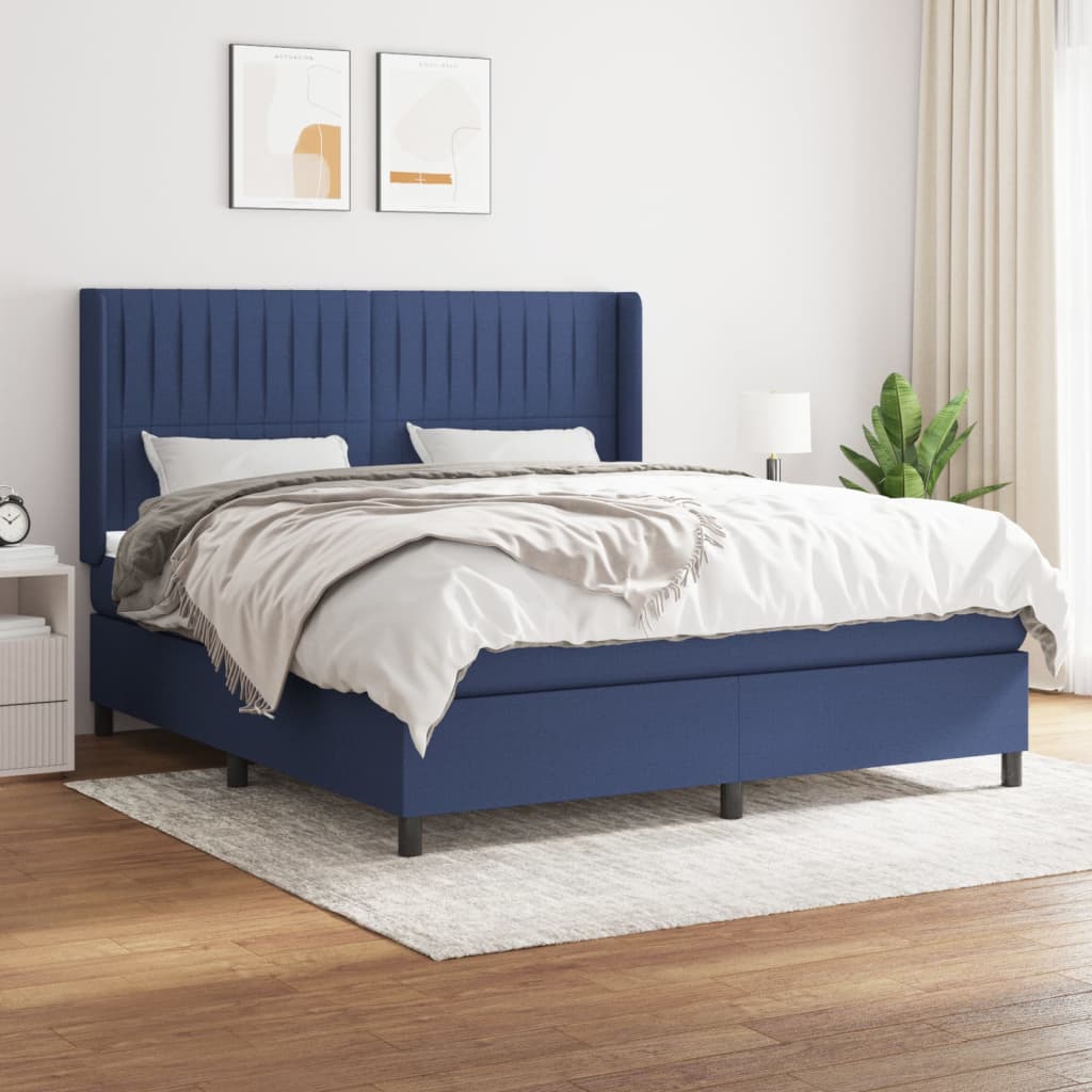 Sommier à lattes de lit avec matelas Bleu 160x200 cm Tissu - XIOS