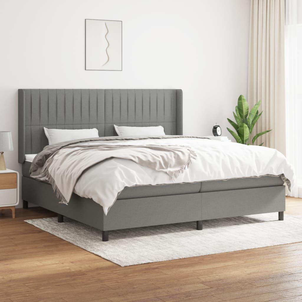 Sommier à lattes de lit avec matelas Gris foncé 200x200cm Tissu - XIOS