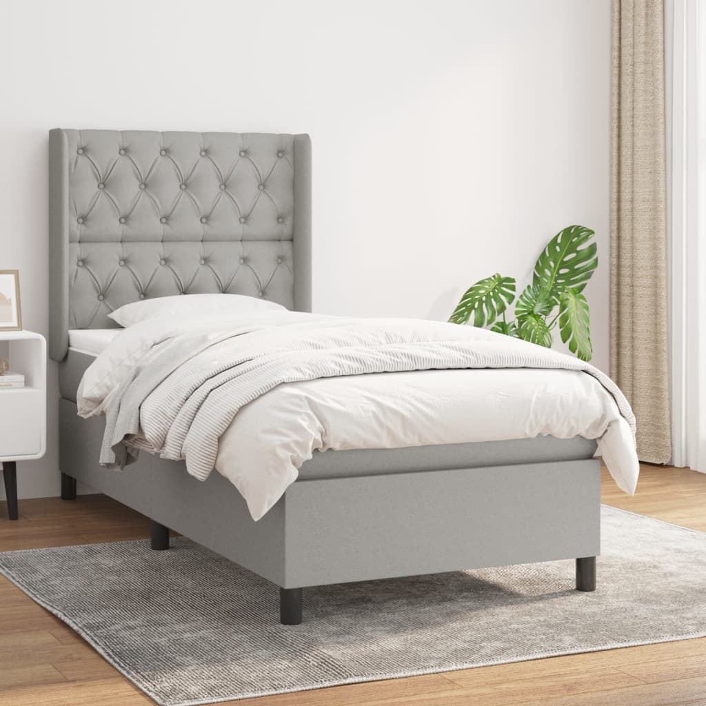 Sommier à lattes de lit avec matelas Gris clair 80x200 cm Tissu - XIOS