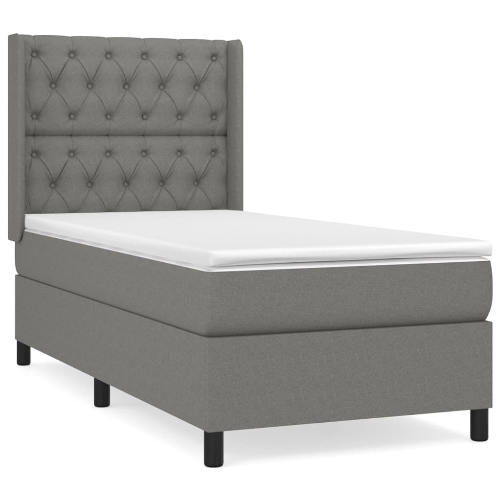 Sommier à lattes de lit avec matelas Gris foncé 80x200 cm Tissu - XIOS