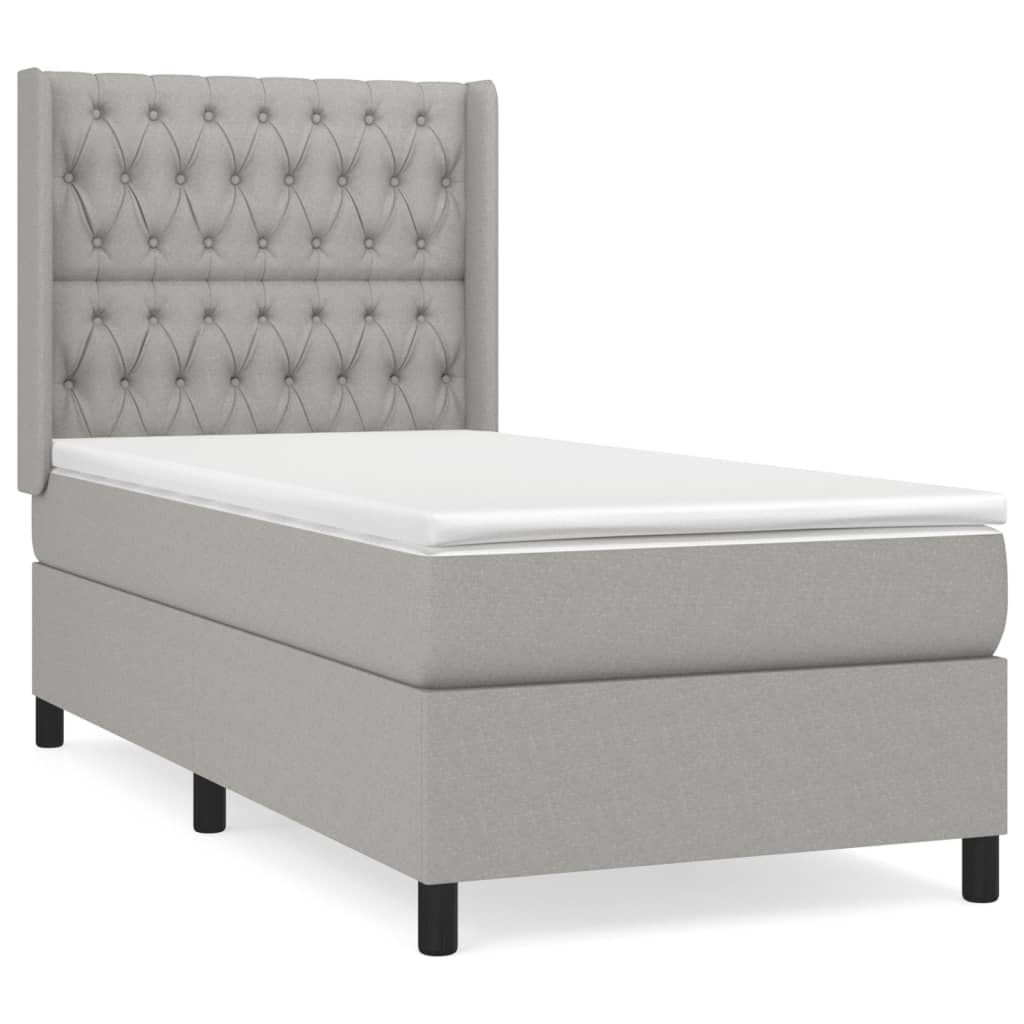 Sommier à lattes de lit avec matelas Gris clair 90x200 cm Tissu - XIOS