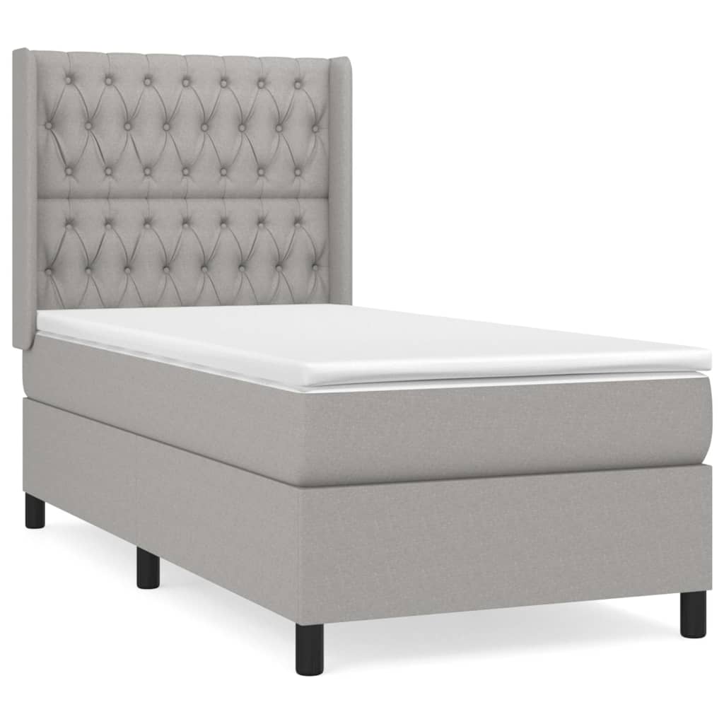 Sommier à lattes de lit avec matelas Gris clair 100x200cm Tissu - XIOS
