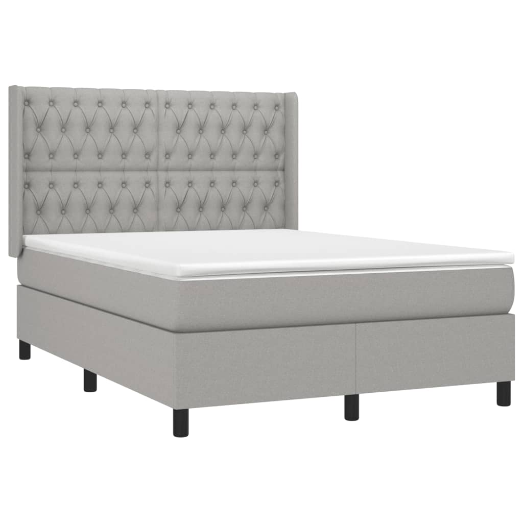 Sommier à lattes de lit avec matelas Gris clair 140x190cm Tissu - XIOS
