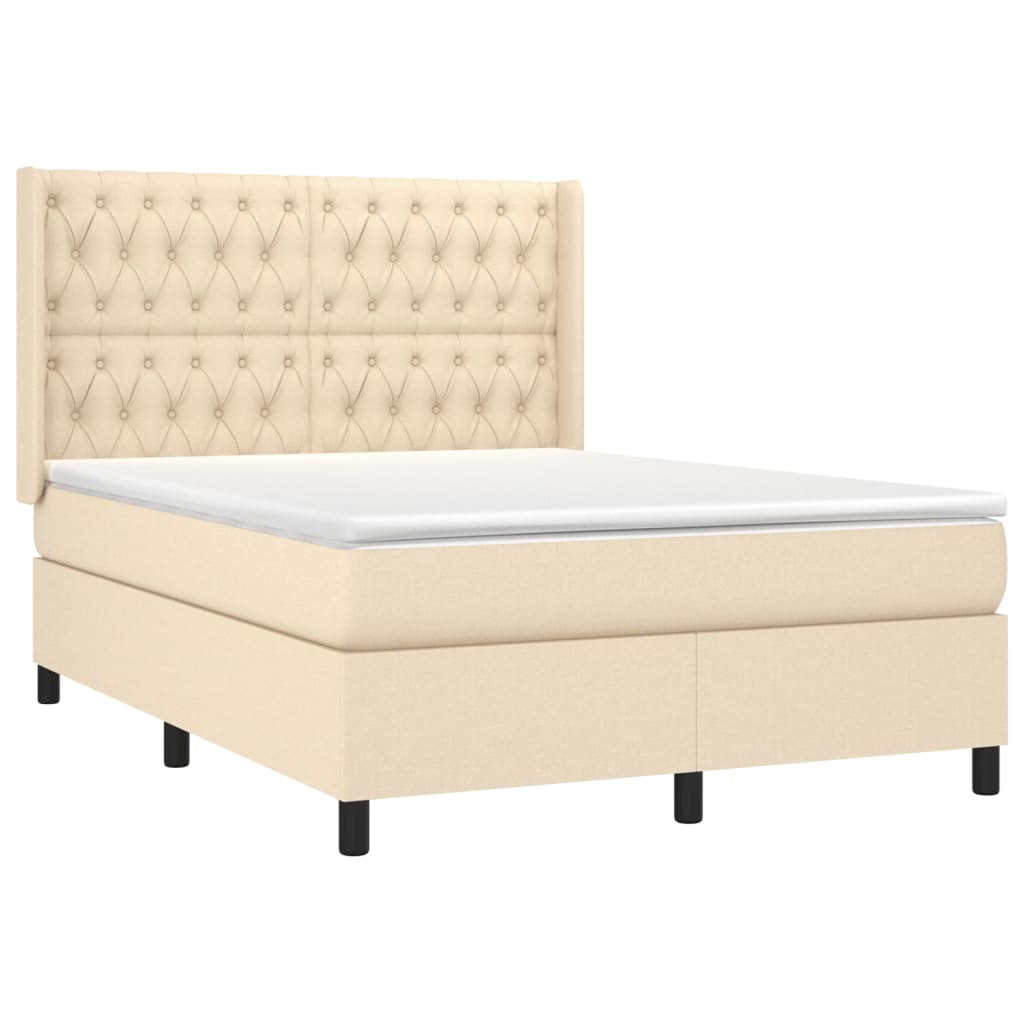 Sommier à lattes de lit avec matelas Crème 140x190 cm Tissu - XIOS