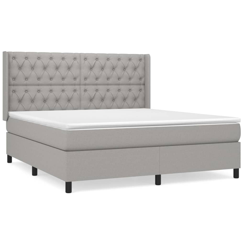 Sommier à lattes de lit avec matelas Gris clair 160x200cm Tissu - XIOS