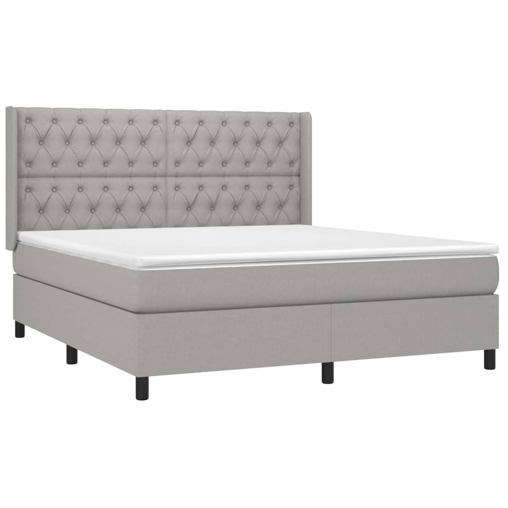 Sommier à lattes de lit avec matelas Gris clair 160x200cm Tissu - XIOS
