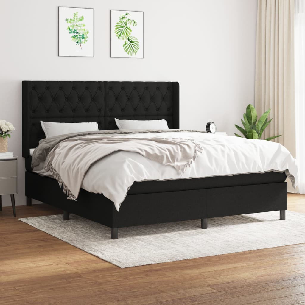 Sommier à lattes de lit avec matelas Noir 160x200 cm Tissu - XIOS