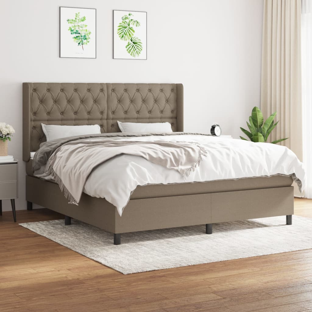 Sommier à lattes de lit avec matelas Taupe 160x200 cm Tissu - XIOS