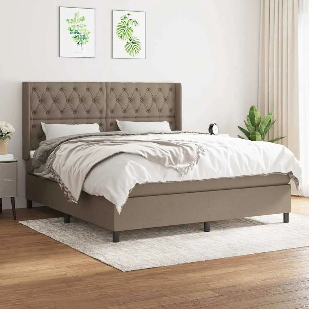 Sommier à lattes de lit avec matelas Taupe 160x200 cm Tissu - XIOS