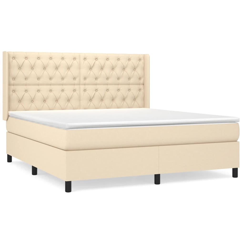 Sommier à lattes de lit avec matelas Crème 160x200 cm Tissu - XIOS