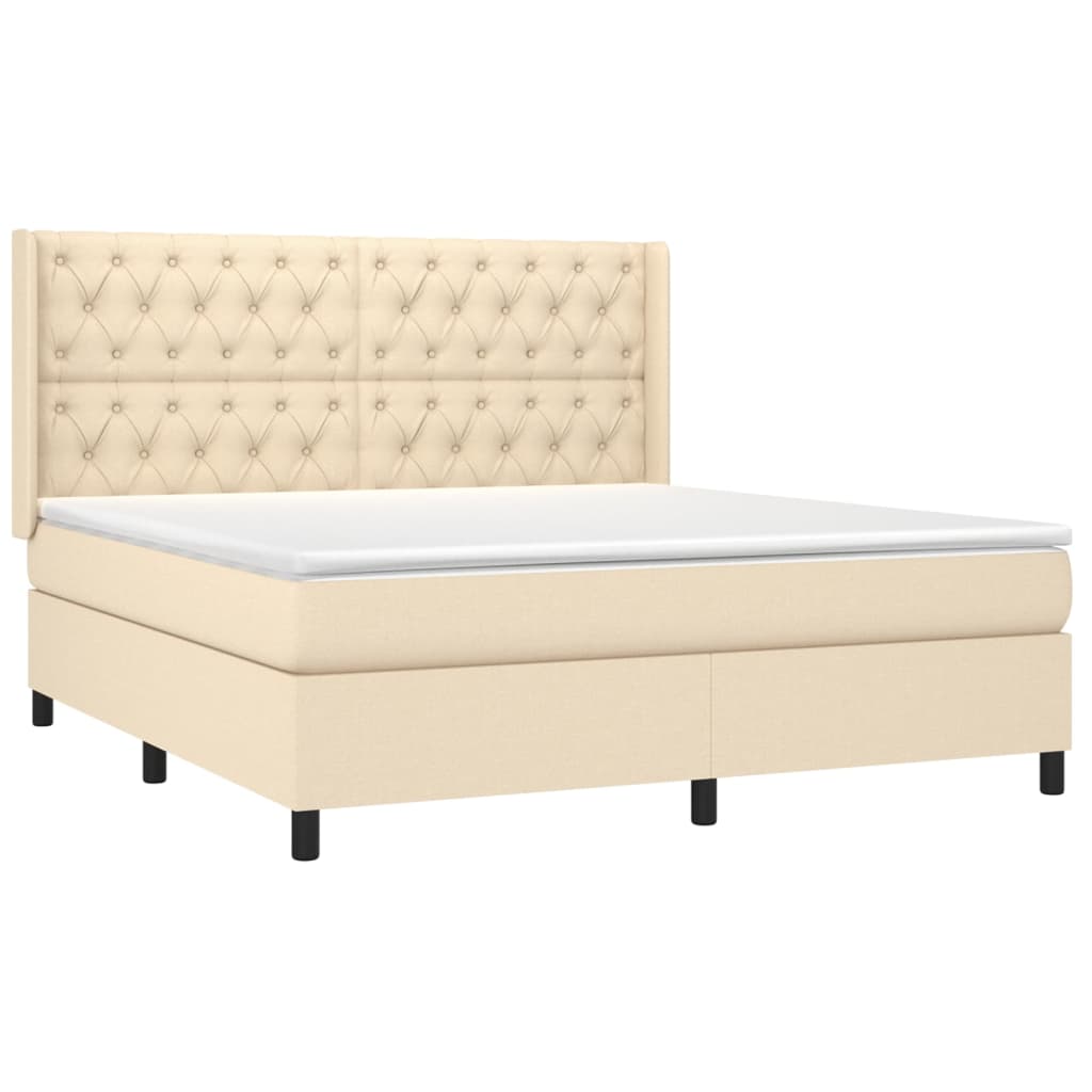 Sommier à lattes de lit avec matelas Crème 160x200 cm Tissu - XIOS