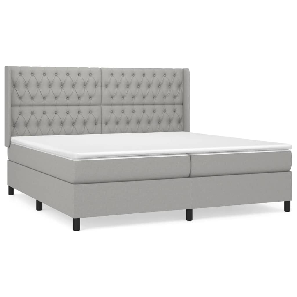 Sommier à lattes de lit avec matelas Gris clair 200x200cm Tissu - XIOS