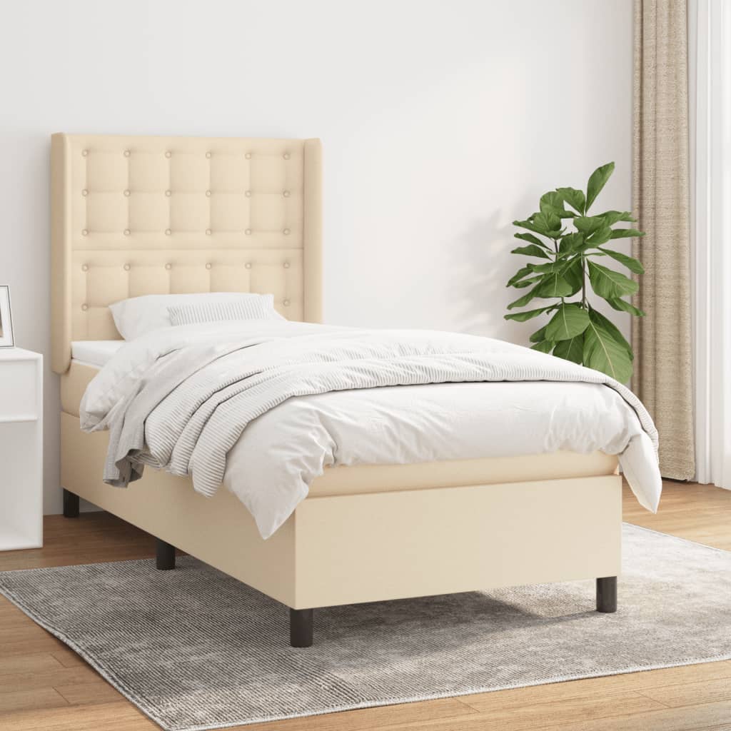 Sommier à lattes de lit avec matelas Crème 90x200 cm Tissu - XIOS