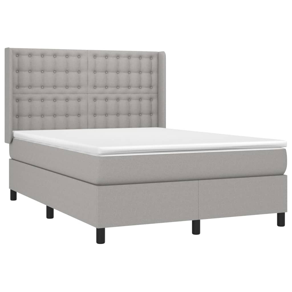 Sommier à lattes de lit avec matelas Gris clair 140x190cm Tissu - XIOS