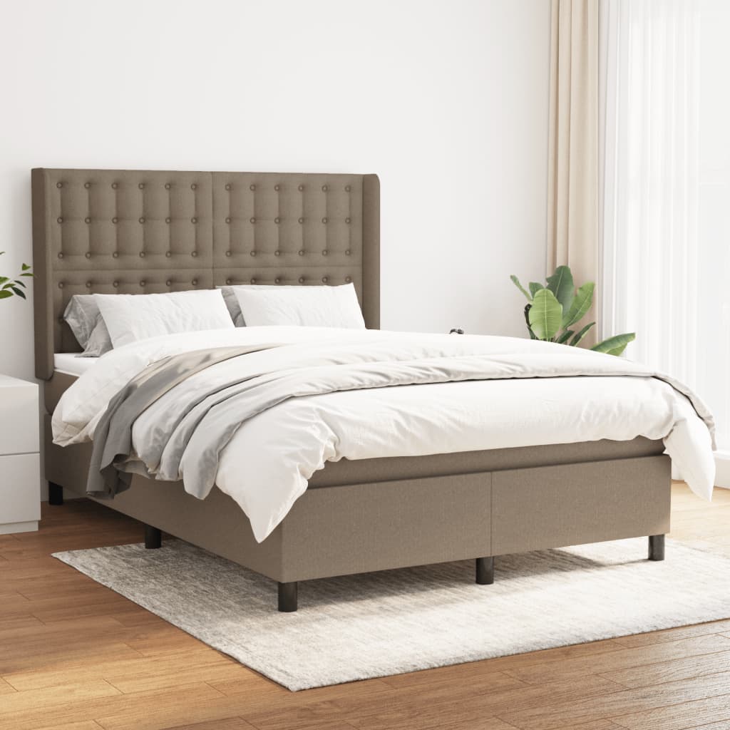 Sommier à lattes de lit avec matelas Taupe 140x190 cm Tissu - XIOS
