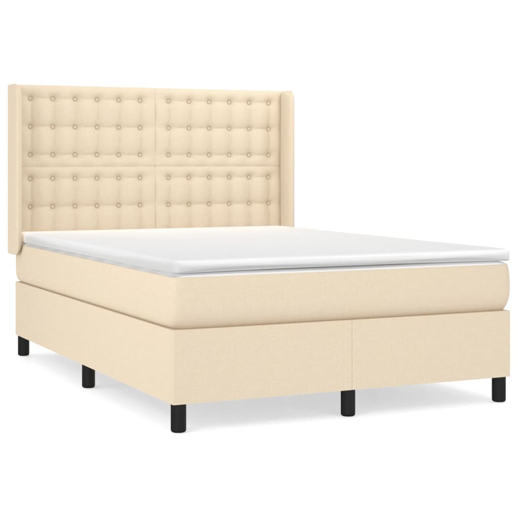 Sommier à lattes de lit avec matelas Crème 140x190 cm Tissu - XIOS