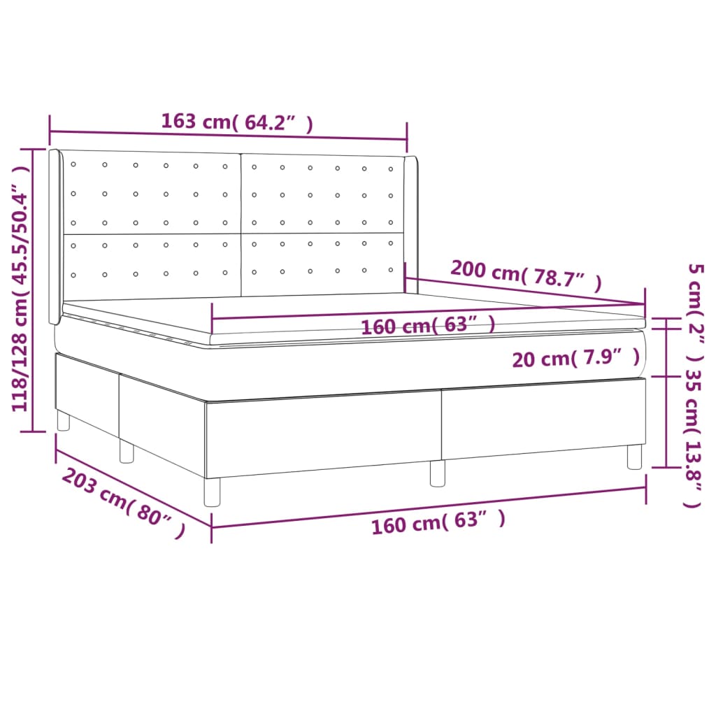 Sommier à lattes de lit avec matelas Gris clair 160x200cm Tissu - XIOS