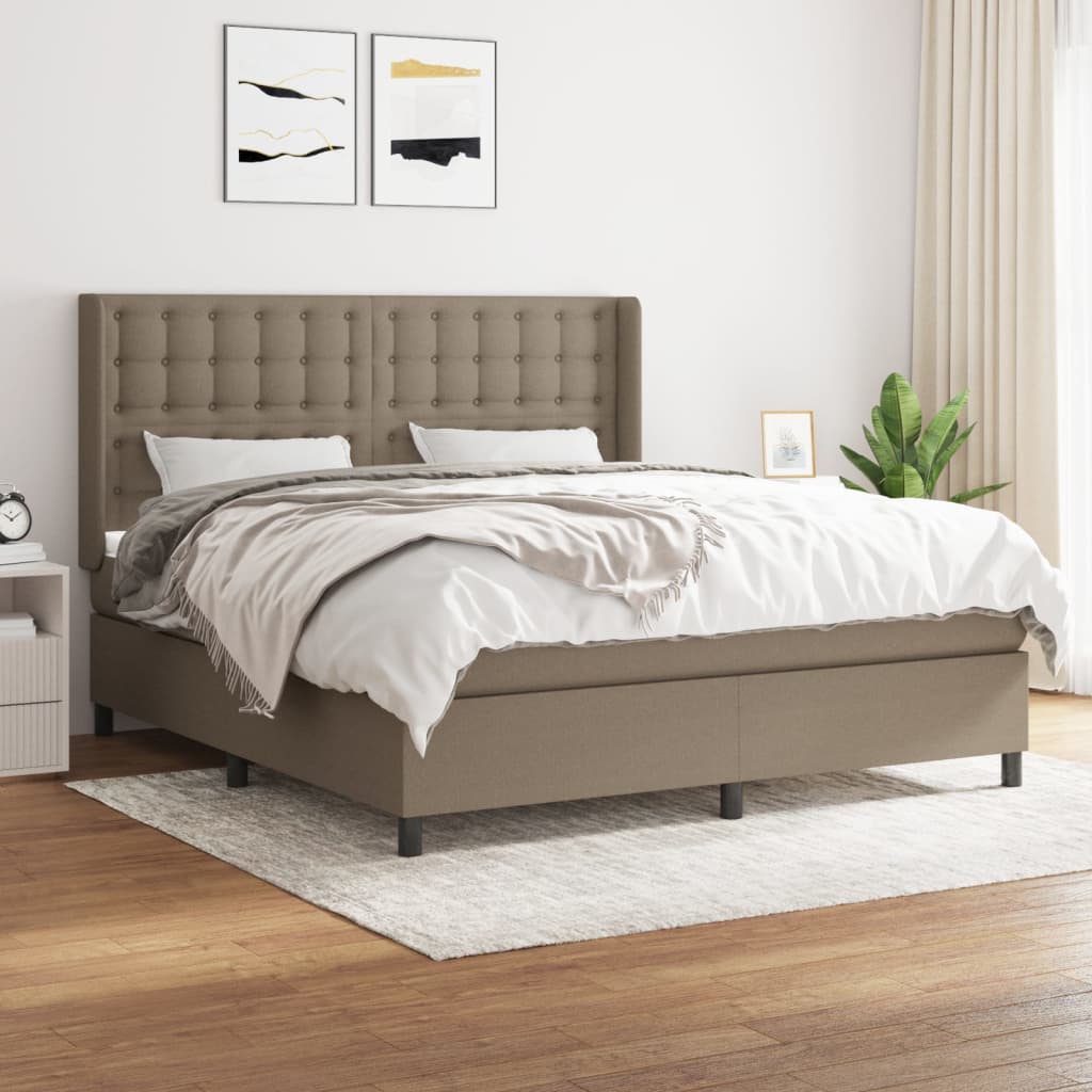 Sommier à lattes de lit avec matelas Taupe 160x200 cm Tissu - XIOS