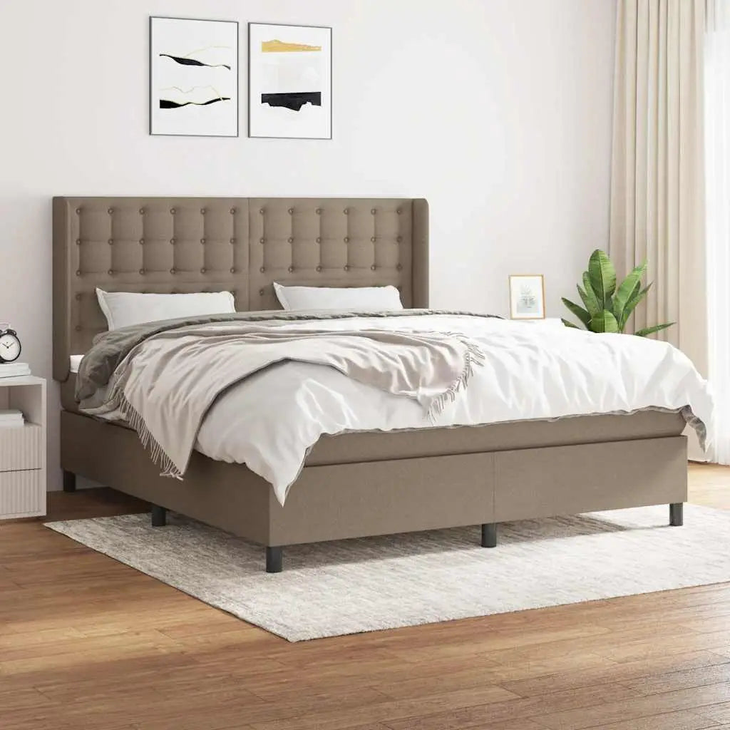 Sommier à lattes de lit avec matelas Taupe 160x200 cm Tissu - XIOS
