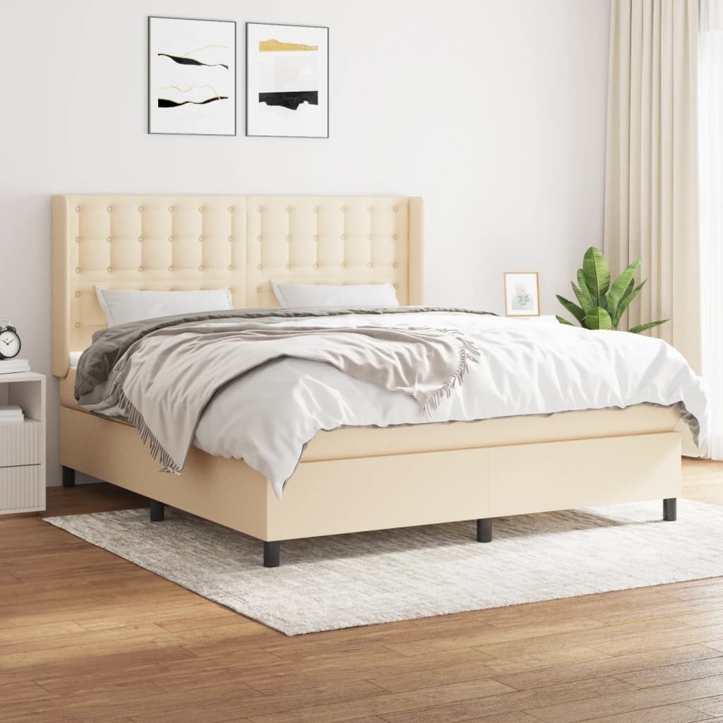 Sommier à lattes de lit avec matelas Crème 160x200 cm Tissu - XIOS