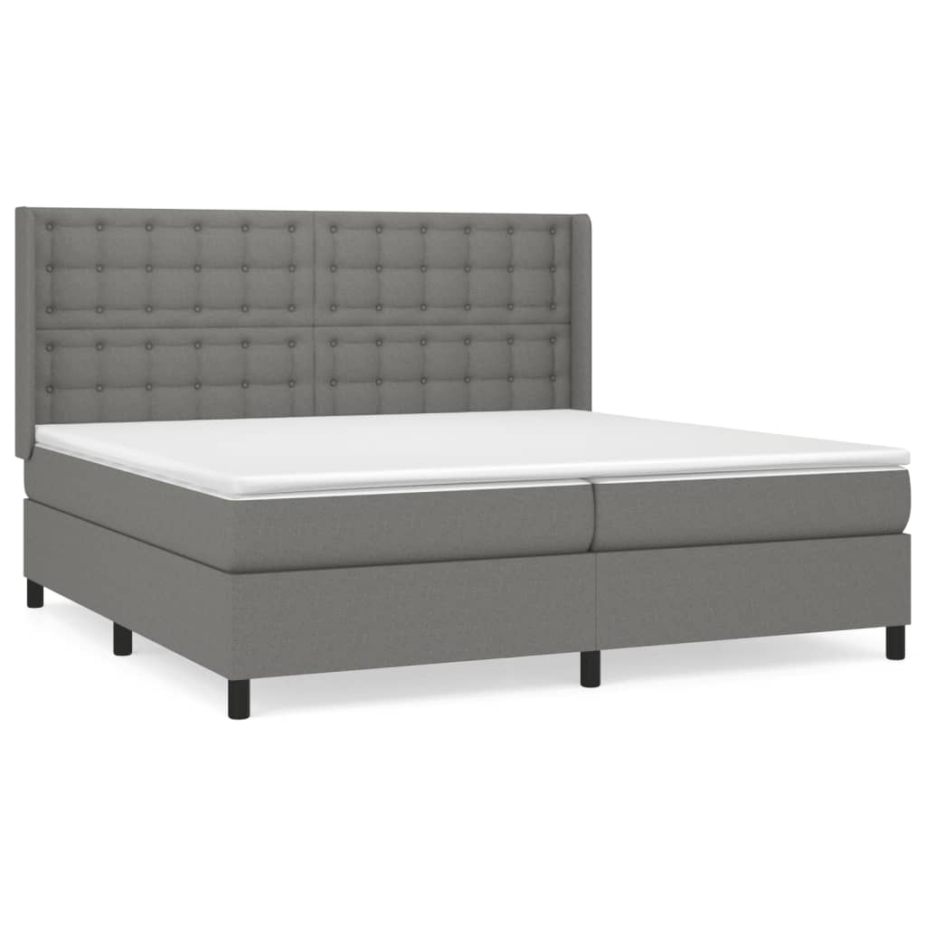 Sommier à lattes de lit avec matelas Gris foncé 200x200cm Tissu - XIOS