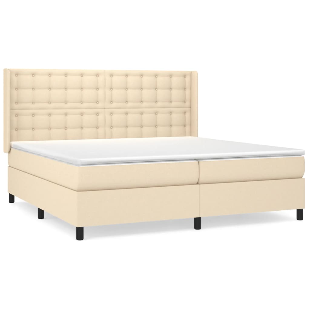 Sommier à lattes de lit avec matelas Crème 200x200 cm Tissu - XIOS