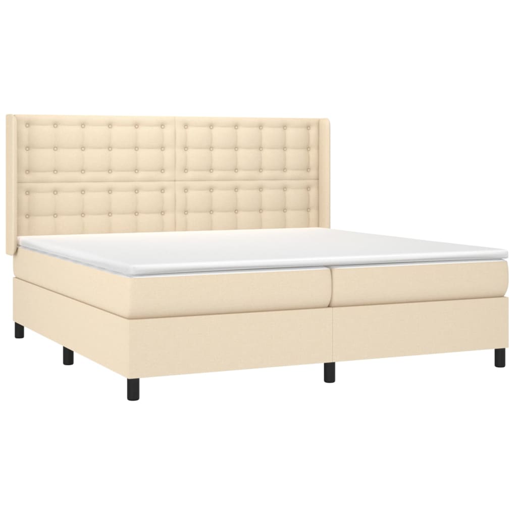 Sommier à lattes de lit avec matelas Crème 200x200 cm Tissu - XIOS