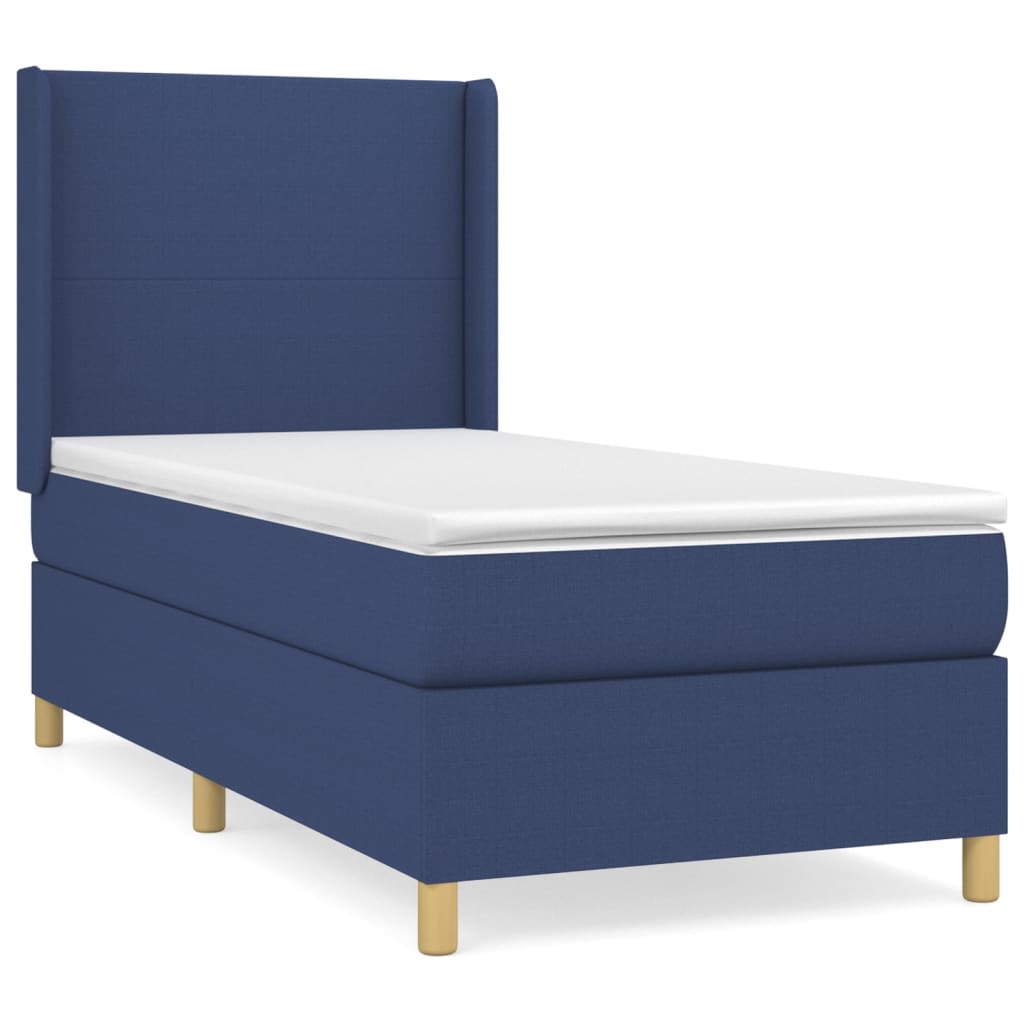 Sommier à lattes de lit avec matelas Bleu 100x200 cm Tissu - XIOS