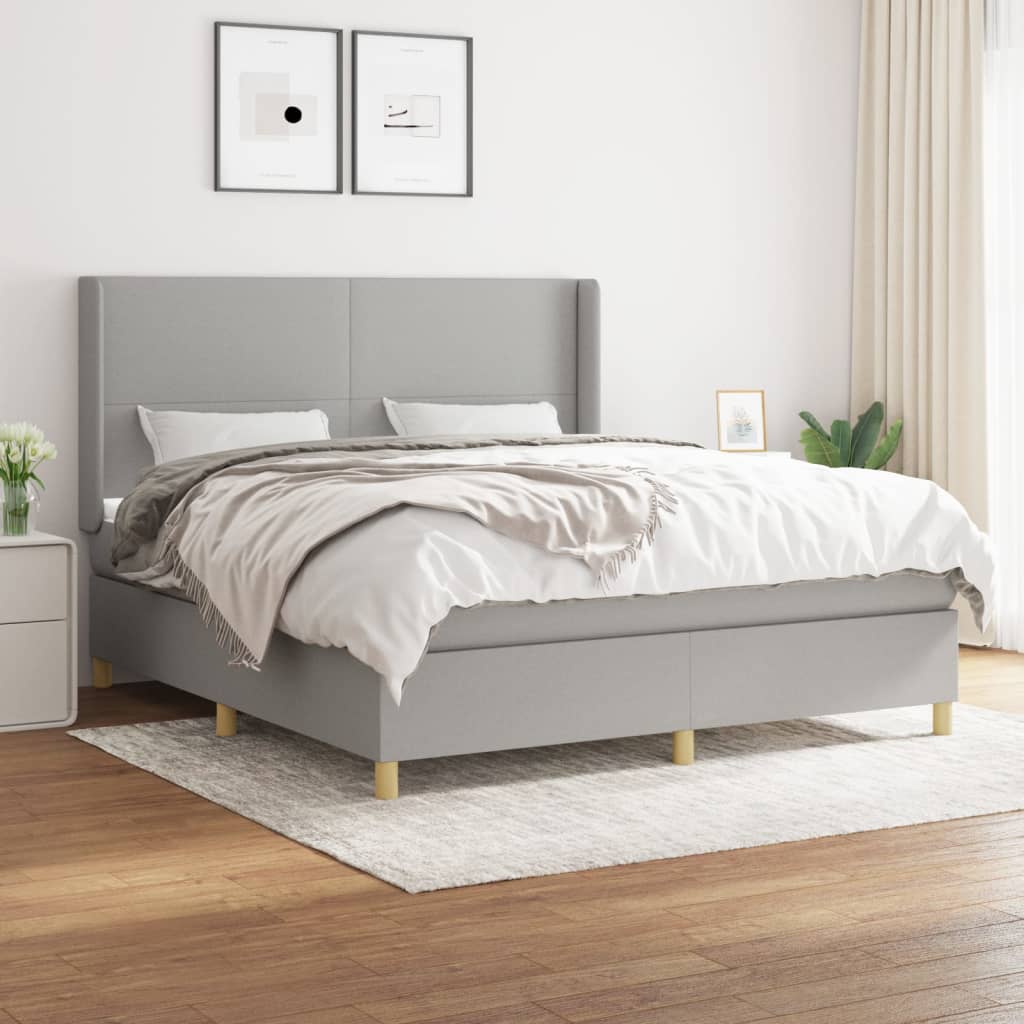 Sommier à lattes de lit avec matelas Gris clair 160x200cm Tissu - XIOS
