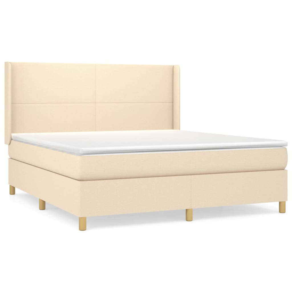 Sommier à lattes de lit avec matelas Crème 160x200 cm Tissu - XIOS