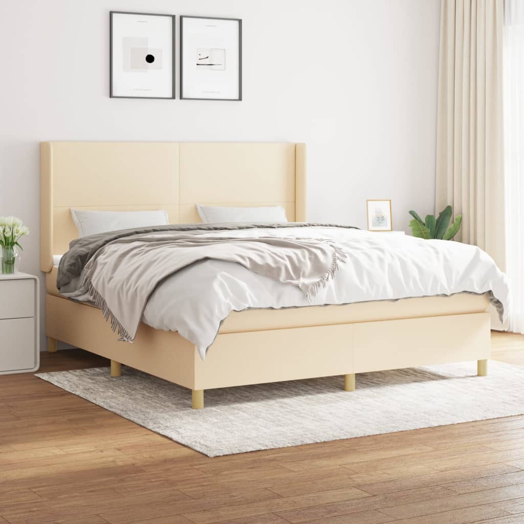 Sommier à lattes de lit avec matelas Crème 160x200 cm Tissu - XIOS