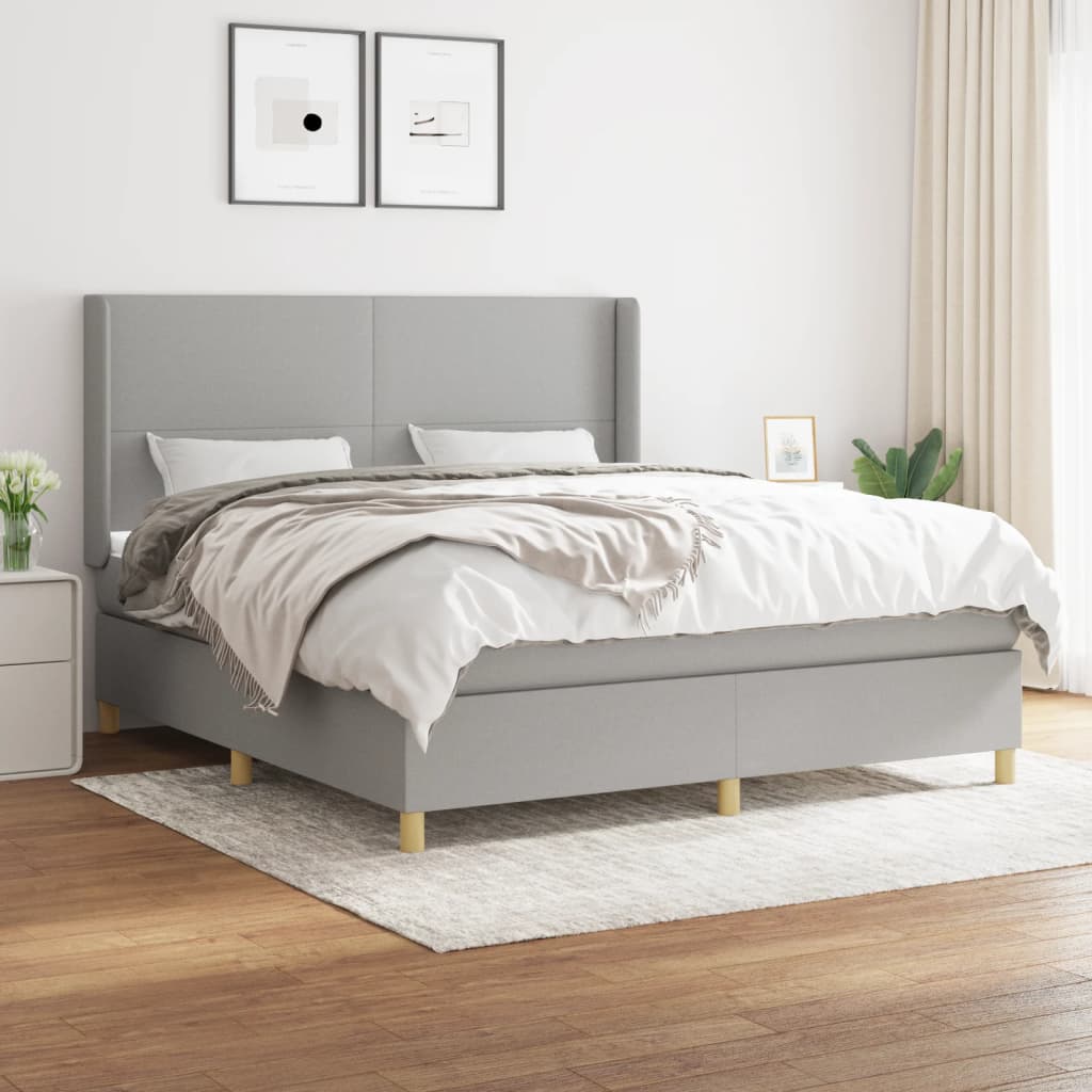 Sommier à lattes de lit avec matelas Gris clair 180x200cm Tissu - XIOS