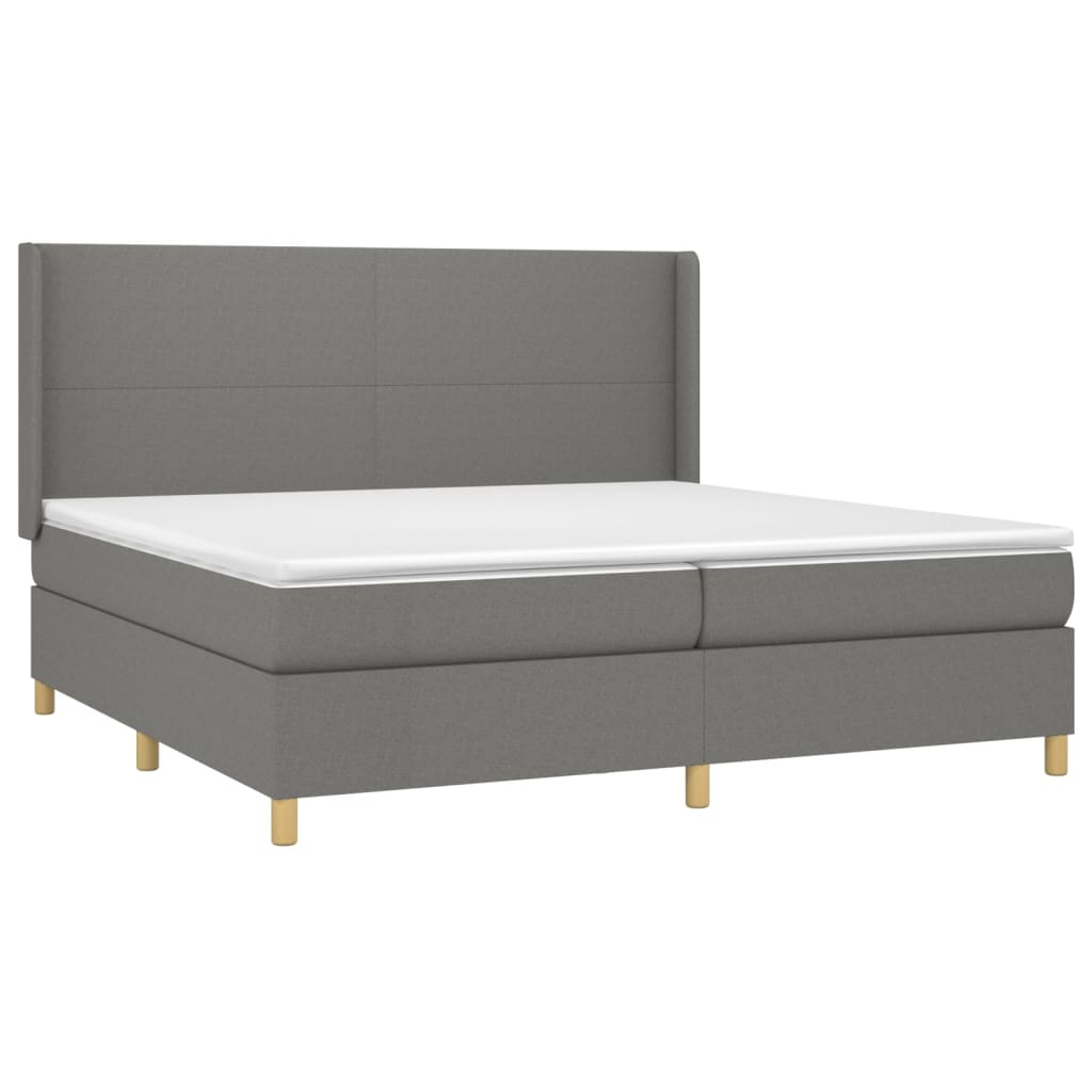 Sommier à lattes de lit avec matelas Gris foncé 200x200cm Tissu - XIOS